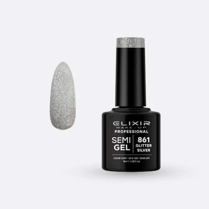 Elixir Ημιμόνιμο Βερνίκι 8ml #861 (Glitter Silver)