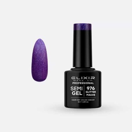 Elixir Ημιμόνιμο Βερνίκι 8ml #976 (Glitter Mauve)
