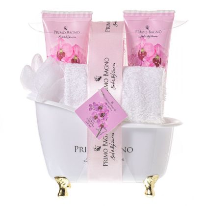 White Bathtub Wild Orchid (Body Lotion 150ml, Shower Gel 150ml, Bath Salts 100g, Sponge & Towel)