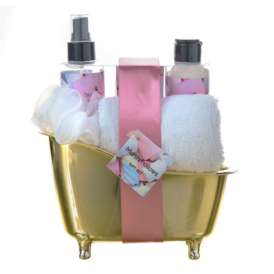 Bathtub Marshmallows B.mist 150ml+B.lotion 150ml+Bath Crystal 100g+Towel+Sponge