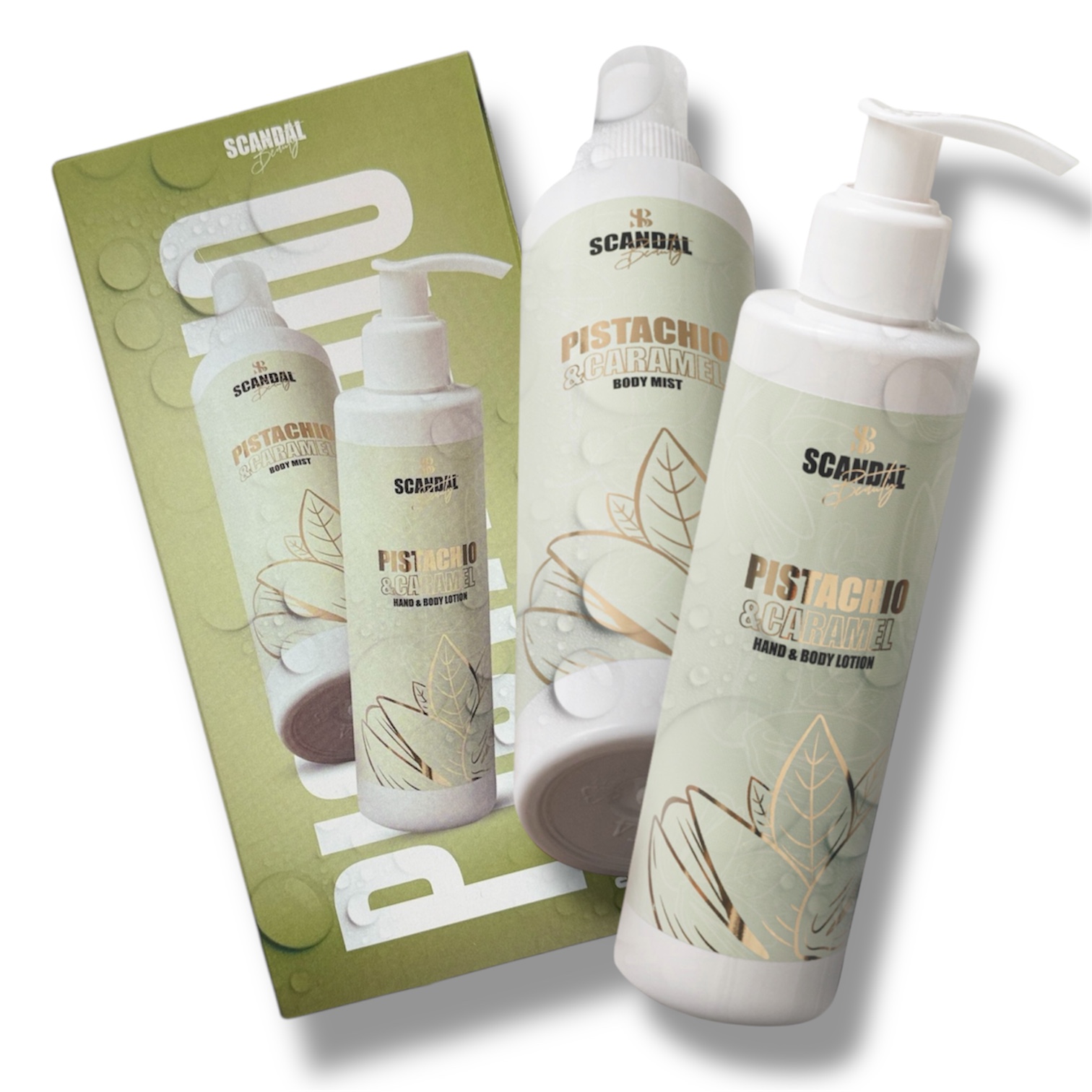 Σετ Περιποίησης Σώματος “Pistachio & Caramel” – Λοσιόν & Σπρέι (2x200ml)